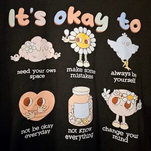 Black Graphic Tee with Mental Health Affirmations